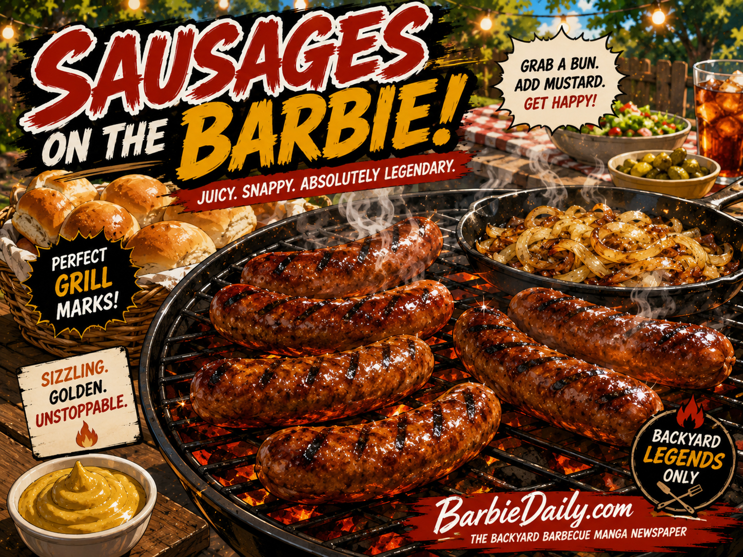 Sausages on the grill.