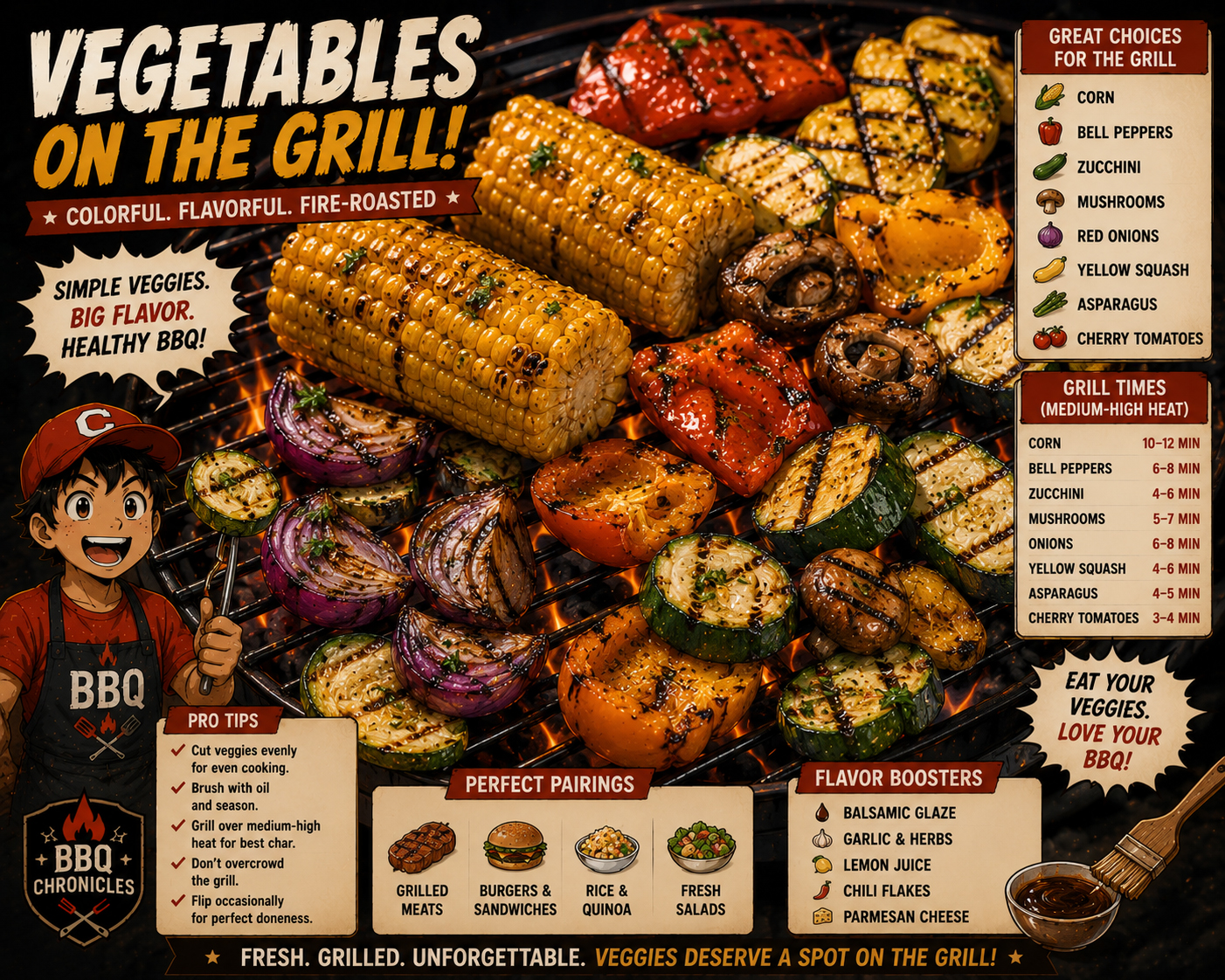 Vegetables on the grill.